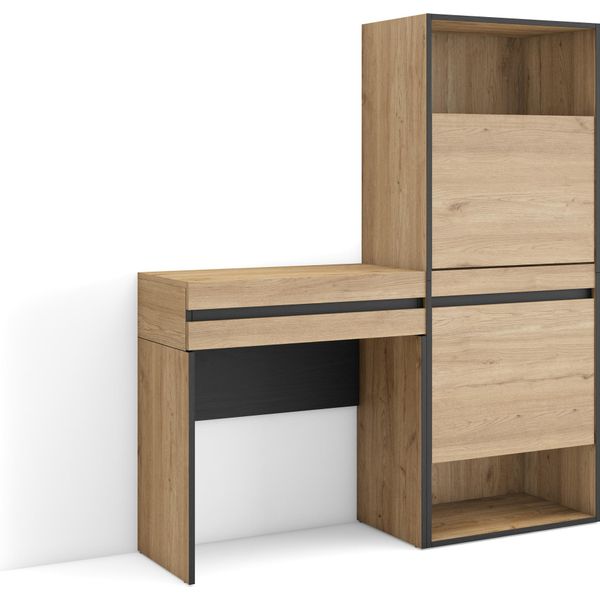 Consolle Ingresso, 130X35X145Cm, Con Cassetto, Scarpiera, Rovere-image