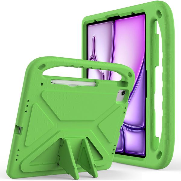 Custodia Protettiva Per Ipad Pro 13" M4 2024 Di 7A Generazione, Leggera Custodia Per Bambini In Eva Con Maniglia E Supporto Verde"-image