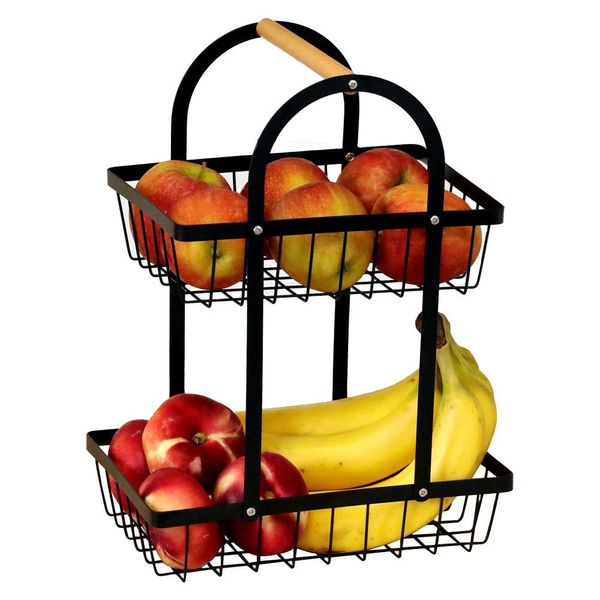 Deccaro Cesto Portafrutta, 2 Livelli, Nero, Piccolo-image
