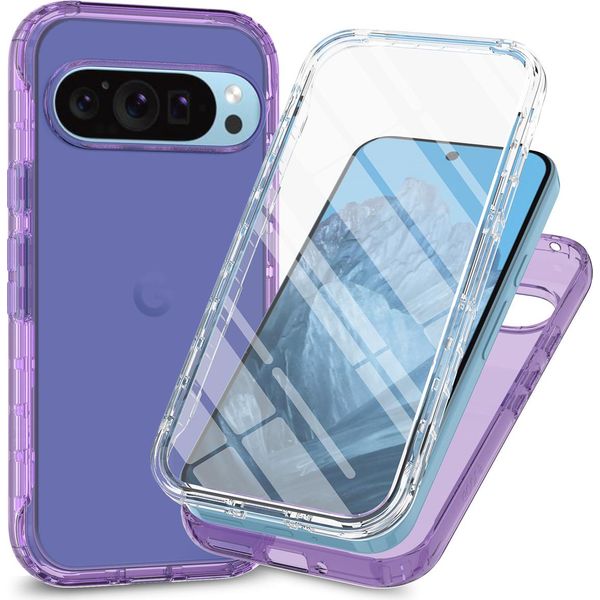 Custodia Per Google Pixel 9 / Pixel 9 Pro, Paraurti Con Protezione Dello Schermo Integrata A 360° Custodia Protettiva Per Tutto Il Corpo Viola-image