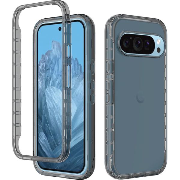 Custodia Per Google Pixel 9 / Pixel 9 Pro, Copertura Posteriore Trasparente Ibrida, Robusto Paraurti In Tpu, Custodia Antiurto Grigio-image