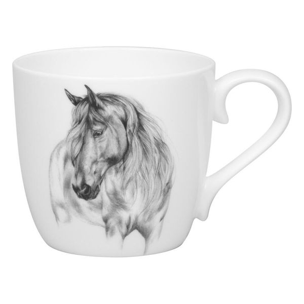KöNitz Becher Amazing Animals Pferd, Tasse, Kaffeetasse, Bone China, Schwarz, 425 Ml, 1120572864-image