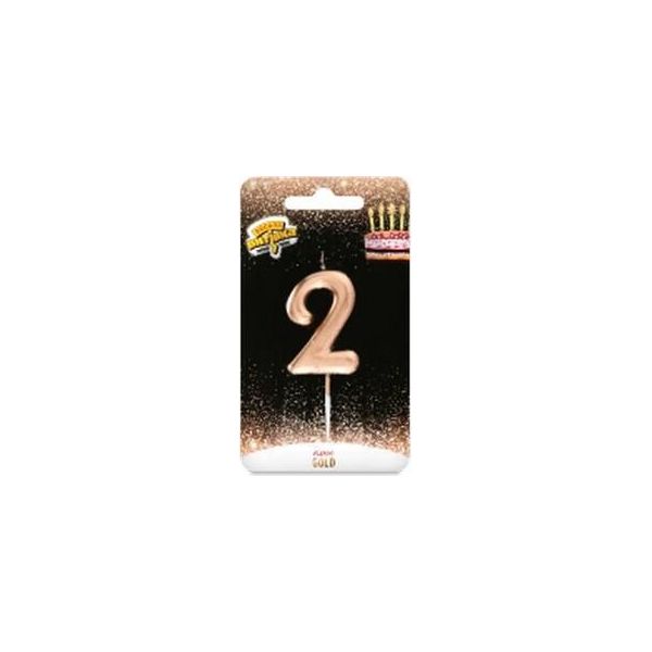 Amscan - Con Strisce - Candela Di Compleanno "2"" SG35482 (Taglia Unica) (Oro)"-image