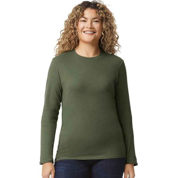 Gildan - Maglietta "Softstyle"" Da Uomo/Donna Unisex A Maniche Lunghe PC5874 (S) (Verde Militare)"-image