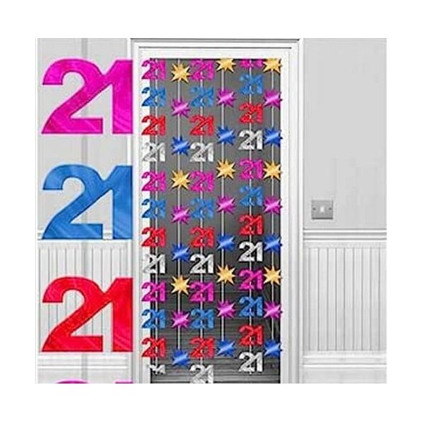 Amscan - Decorazione Per Porta, 21° Compleanno - Foil SG31230 (Taglia Unica) (Colorato)-image