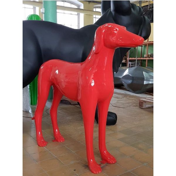 Casa Padrino Scultura Decorativa Xxl Levriero Rosso 110 Cm - Decorazione Per Il Soggiorno E Il Giardino-image
