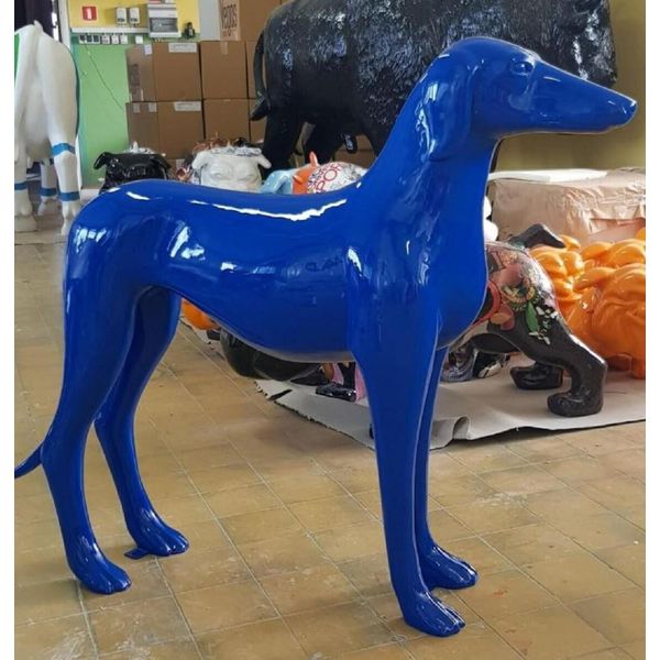 Casa Padrino Scultura Decorativa Xxl Levriero Blu 110 Cm - Decorazione Per Il Soggiorno E Il Giardino-image