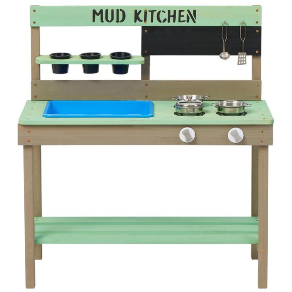 Cucina Di Fango Per Bambini In Legno, Cucina Da Giardino Con Accessori, Cucina Da Gioco All'aperto, Esterno-image