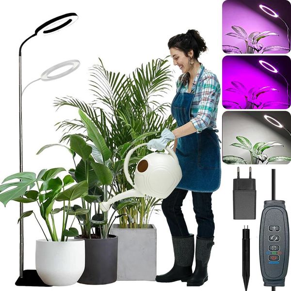 Lampada Per Piante Led A Spettro Completo Con Stativo 155Cm Regolabile In Altezza Grande Lampada Di Crescita 3 Colori 72LED Luce Per Piante 10 Luminosità Dimmerabile Luce Di Crescita Per Piante Da Interno Nero Spina Euro-image