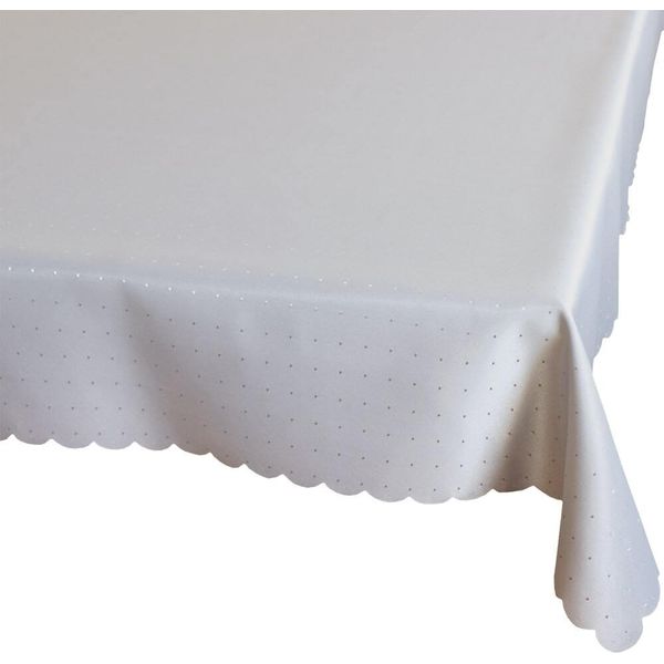 Tovaglia Stella Bordo Smerlato Poliestere Unicolore Grigio 130 X 225 Cm-image