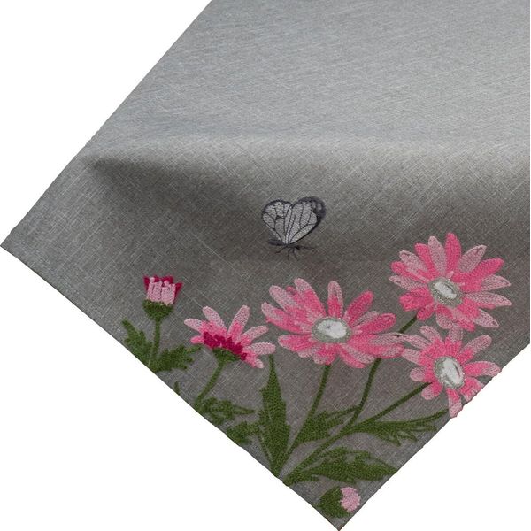Tovaglia Davina Ricamo Fiori Rosa Poliestere Grigio 85 X 85 Cm-image