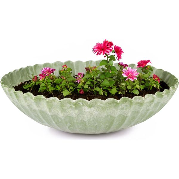 Fioriera Per Esterni Ciotola Decorativa Rotonda Verde Marmorizzato 28 Cm-image
