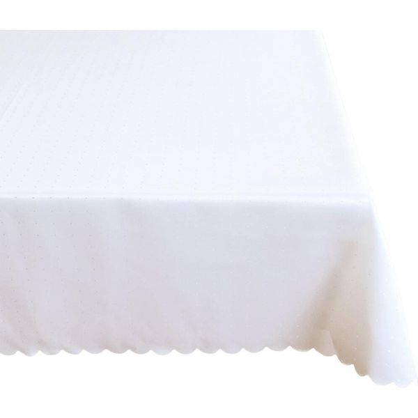 Tovaglia Stella Bordo Smerlato Poliestere Unicolore Bianco 130 X 170 Cm-image