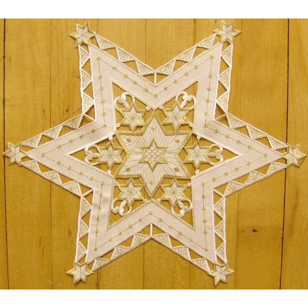 Tovaglia Selina Stella Ritaglio Bastone Ecrù Oro Poliestere 40 Cm-image