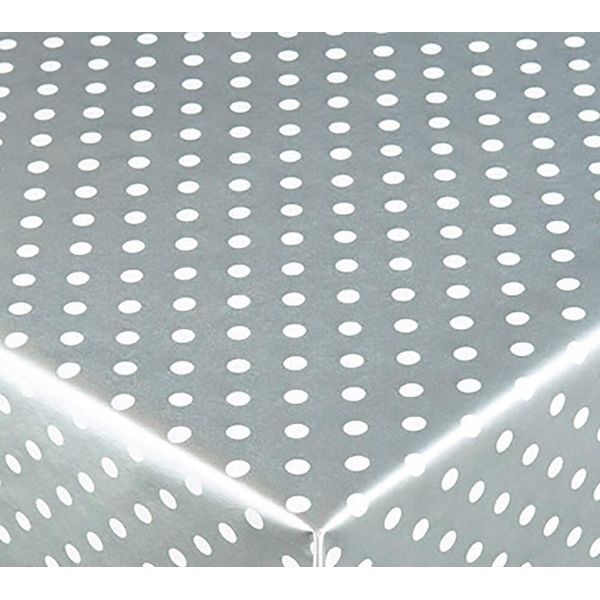 Tovaglia Da Giardino Impermeabile A Pois Grigio Bianco 140 Cm-image