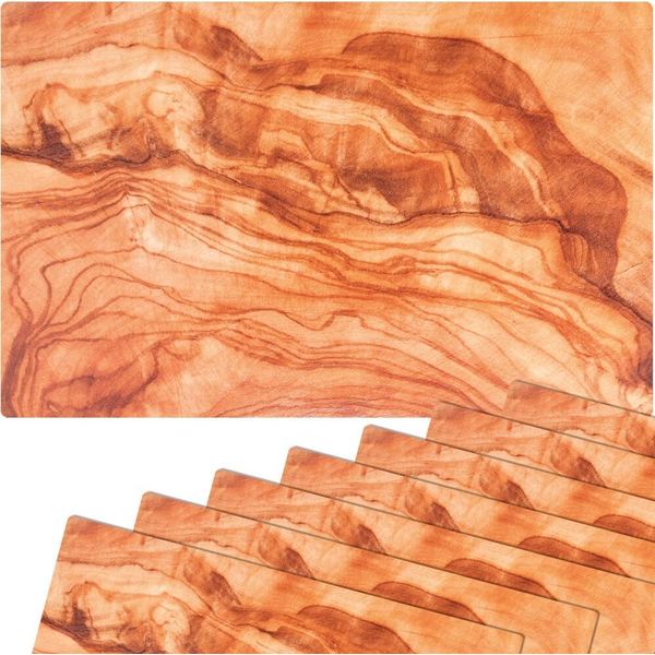 Set Di 8 Tovagliette Lavabili In Legno Effetto Oliva Mediterranea-image