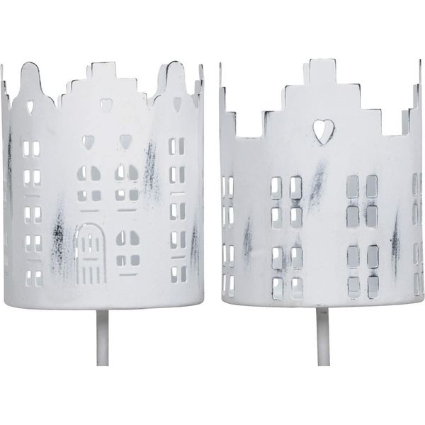 Set Di 2 Portacandele In Metallo Bianco Ø 8 X 10 Cm-image