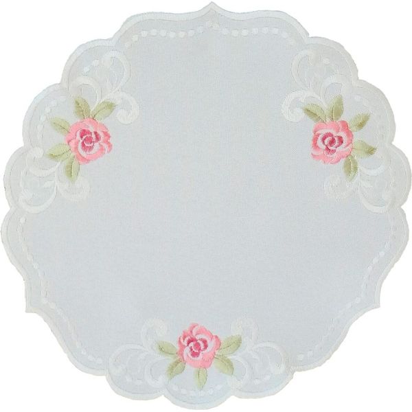 Margit Tovaglia Rotonda Ricamo Motivo Rose Poliestere Ø 30 Cm-image