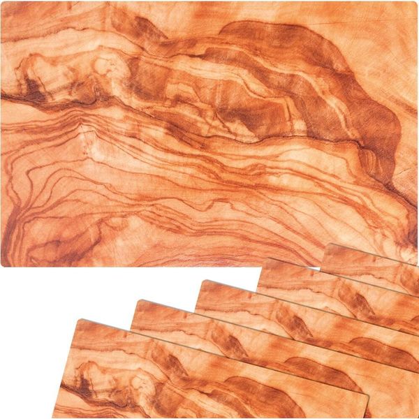 Set Di 6 Tovagliette Lavabili Effetto Legno Oliva Mediterranea-image