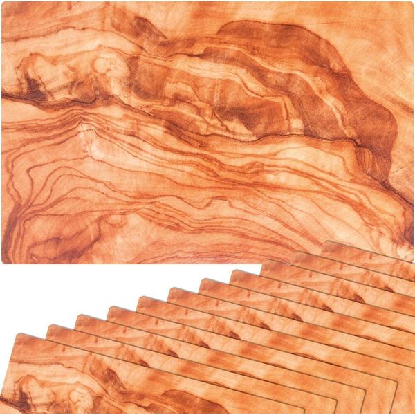 Set Di 12 Tovagliette Lavabili Effetto Legno Oliva Mediterranea-image