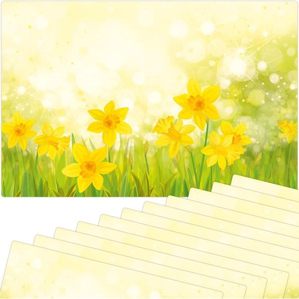 Set Di 12 Tovagliette Lavabili Con Fiori Pasquali Di Primavera-image