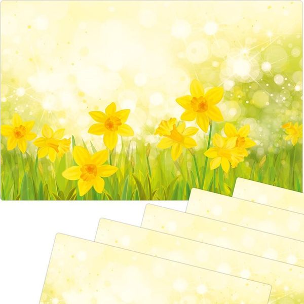 Set Di 6 Tovagliette Lavabili Con Fiori Primaverili Di Pasqua-image