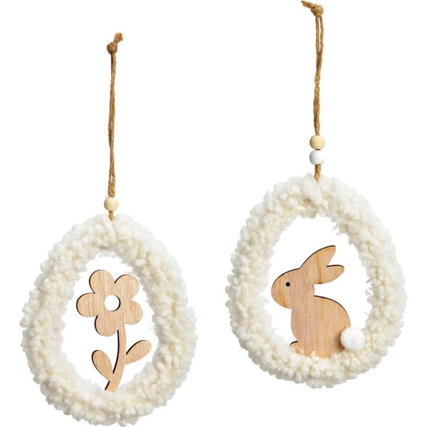 Uova Di Pasqua Appese Set Di 2 Decorazioni Pasquali In Legno Appese 26 Cm-image