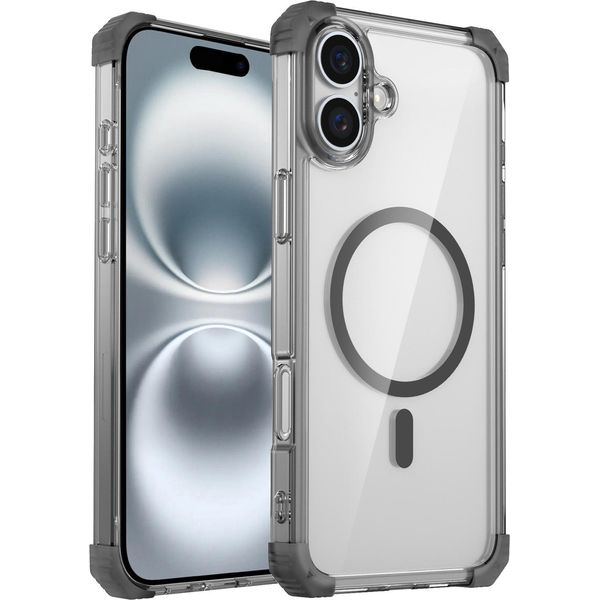 Custodia Magnetica Per Iphone 16 Compatibile Con Magsafe, Antiurto, Protezione Militare Custodia Trasparente Nera-image