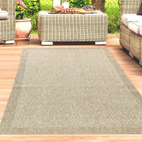 Tappeto Moderno Per Esterni E Interni Monocolore In Beige Dimensioni - 200 X 290 Cm-image