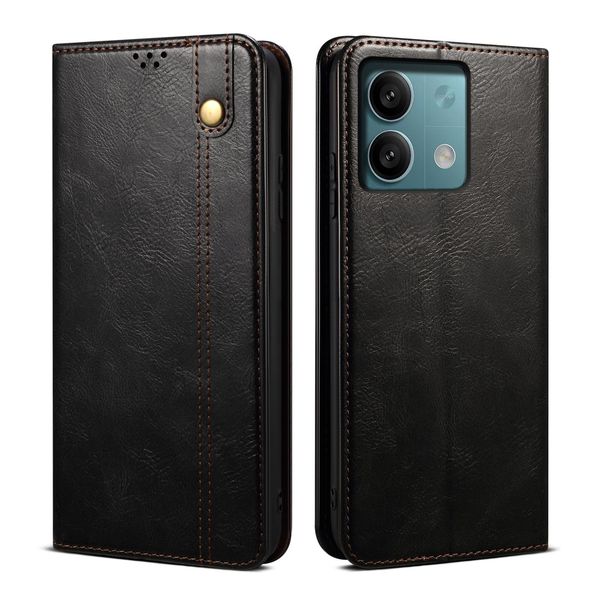 Custodia Per Xiaomi Redmi Note 13 Pro 5G Pelle Flip Case Portafoglio Con Funzione Stand Nero-image