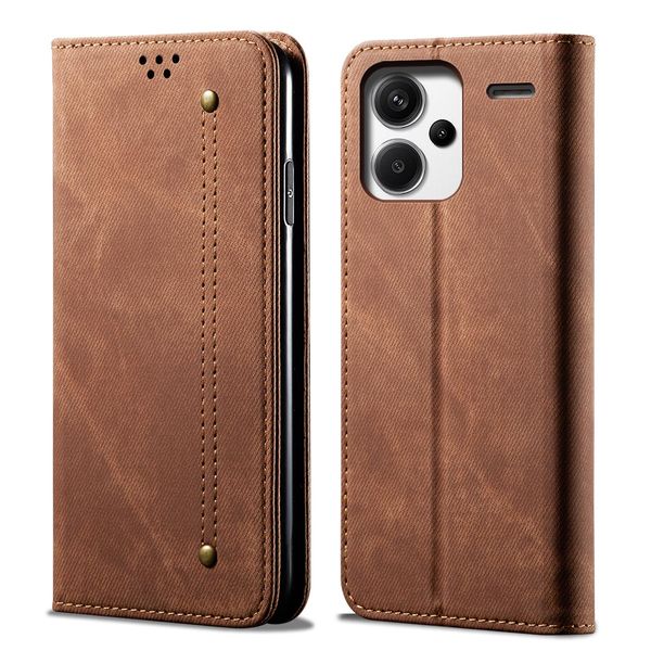 Custodia Per Xiaomi Redmi Note 13 Pro+, Custodia A Portafoglio In Pelle Con Chiusura Magnetica E Supporto Marrone-image
