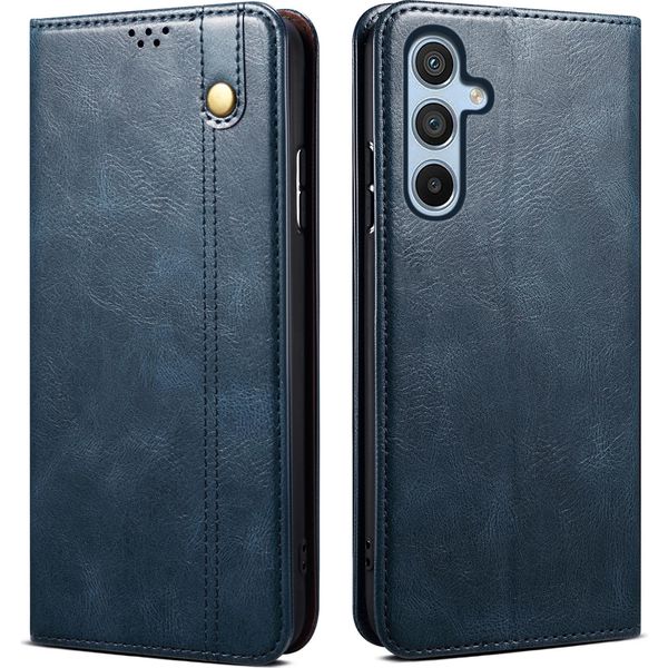 Custodia Per Samsung Galaxy A24 4G In Pelle Flip Case Portafoglio Con Funzione Stand Blu-image