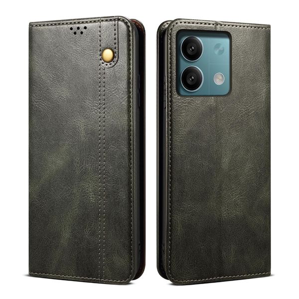 Custodia Per Xiaomi Redmi Note 13 5G Pelle Flip Case Portafoglio Con Funzione Stand Verde-image