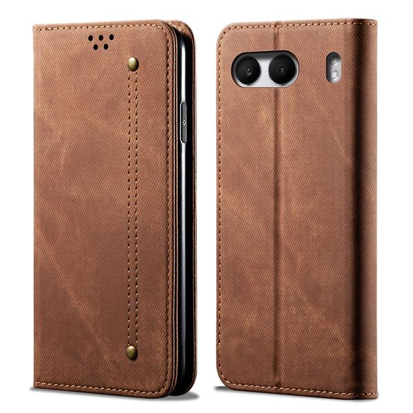 Custodia Per Oneplus Nord4, Custodia A Portafoglio In Pelle Con Chiusura Magnetica E Supporto Marrone-image