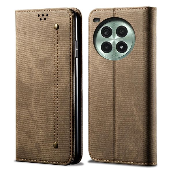Custodia Per Oneplus Ace3 Pro, Custodia A Portafoglio In Pelle Con Chiusura Magnetica E Supporto Khaki-image