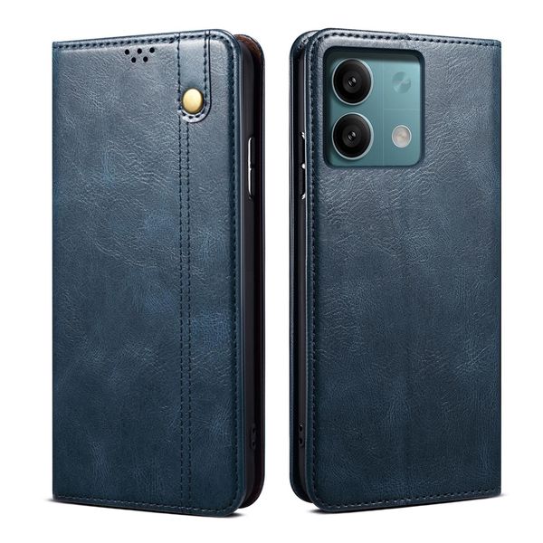Custodia Per Xiaomi Redmi Note 13 4G In Pelle Flip Case Portafoglio Con Funzione Stand Blu-image