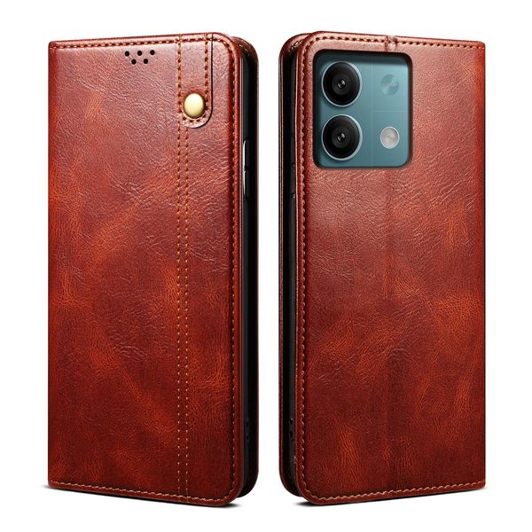 Custodia Per Xiaomi Redmi Note 13 4G In Pelle Flip Case Portafoglio Con Funzione Stand Rosso-image