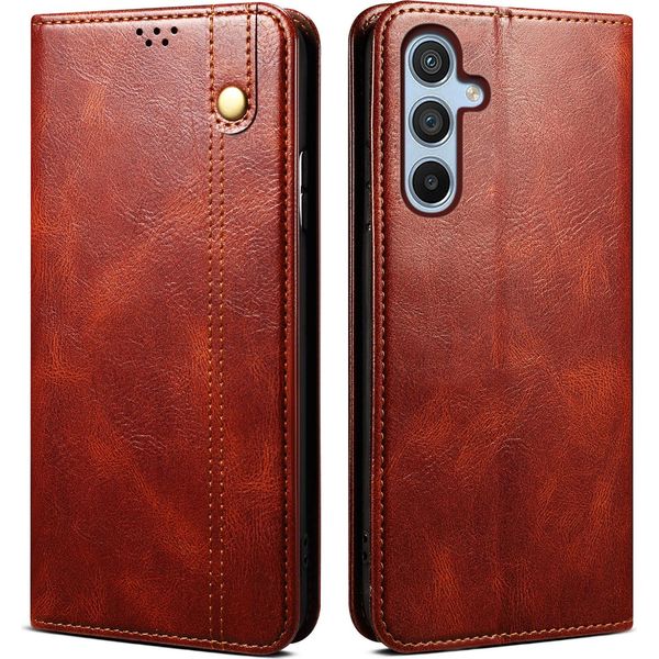 Custodia Per Samsung Galaxy A24 4G In Pelle Flip Case Portafoglio Con Funzione Stand Rosso-image