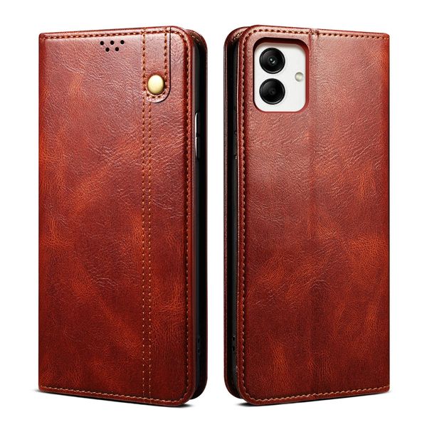 Custodia Per Samsung Galaxy A05 In Pelle Flip Case Portafoglio Con Funzione Stand Rosso-image