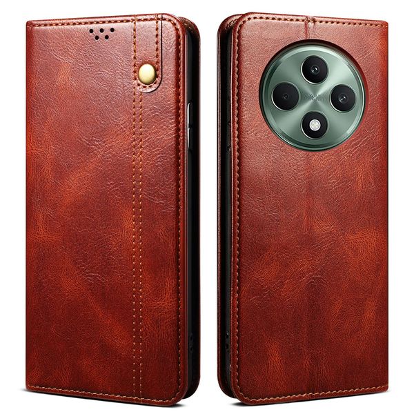 Custodia Per Oppo Reno12 F 5G In Pelle Flip Wallet Case Con Funzione Stand Rosso-image