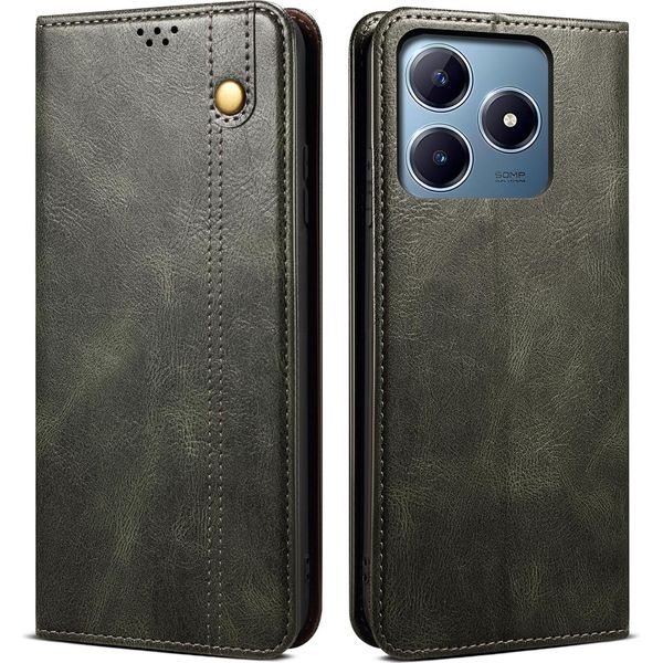 Custodia Per Realme C63/Realme C61 In Pelle Flip Case Portafoglio Con Funzione Stand Verde-image