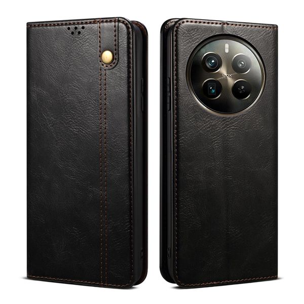 Custodia Per Realme 12 Pro/Realme 12 Pro+ In Pelle Flip Case Wallet Con Funzione Stand Nero-image