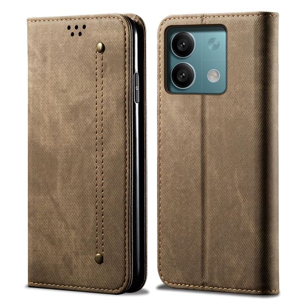 Custodia Per Xiaomi Redmi Note 13 Pro 5G, Custodia A Portafoglio In Pelle Con Chiusura Magnetica E Supporto Khaki-image