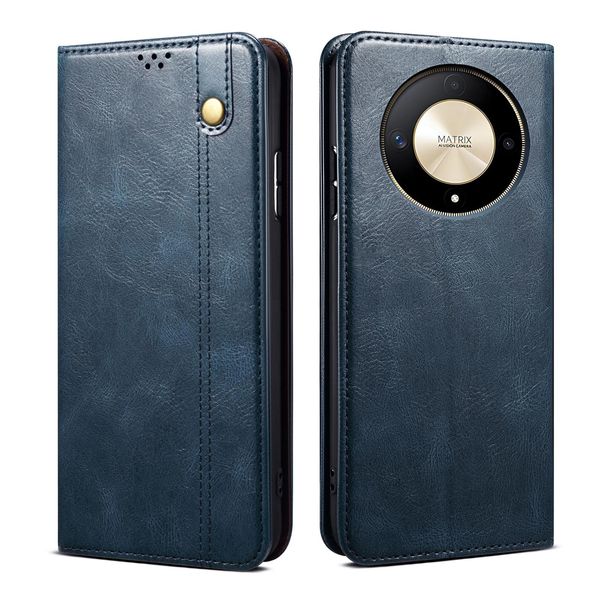 Custodia Per Honor Magic6 Lite In Pelle Flip Case Portafoglio Con Funzione Stand Blu-image