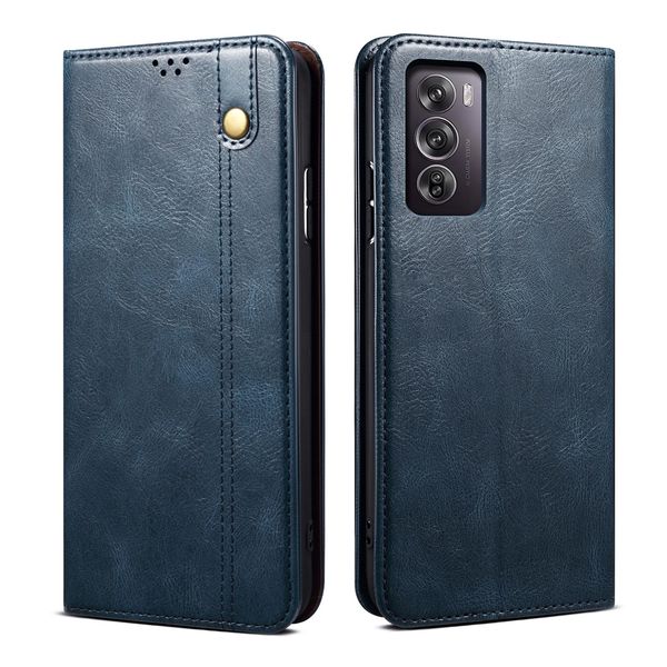 Custodia Per Oppo Reno12 5G In Pelle Flip Wallet Case Con Funzione Stand Blu-image