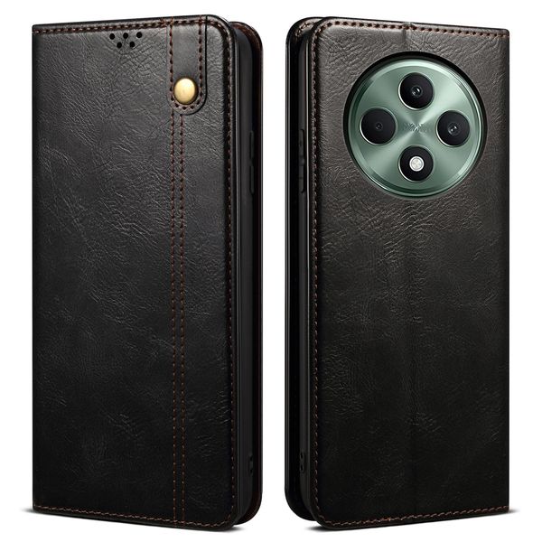 Custodia Per Oppo Reno12 F 5G In Pelle Flip Wallet Case Con Funzione Stand Nero-image