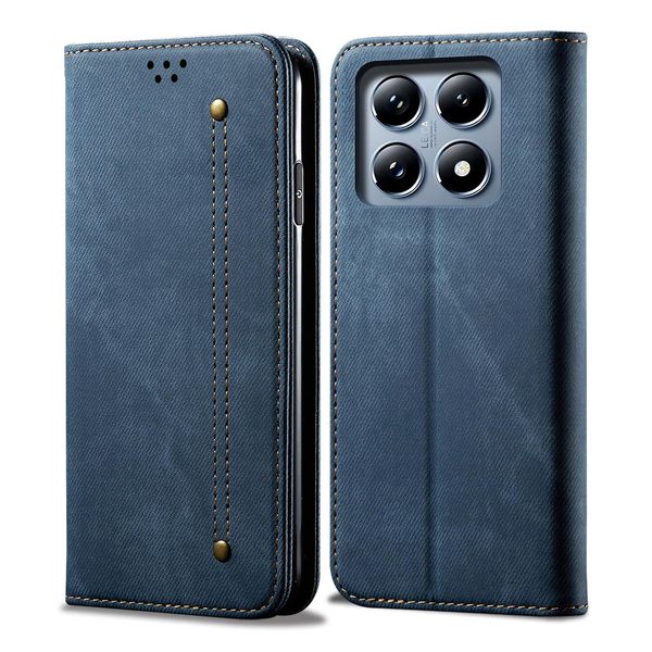 Custodia Per Xiaomi 14T Pro, Custodia A Portafoglio In Pelle Con Chiusura Magnetica E Supporto Blu-image