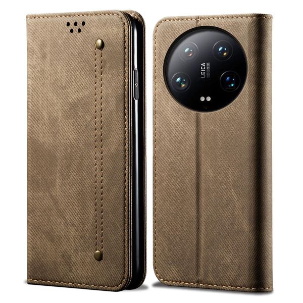 Custodia Per Xiaomi 14 Ultra, Custodia A Portafoglio In Pelle Con Chiusura Magnetica E Supporto Khaki-image