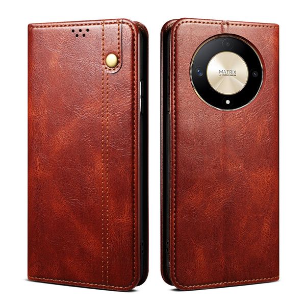 Custodia Per Honor Magic6 Lite In Pelle Flip Case Portafoglio Con Funzione Stand Rosso-image