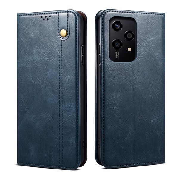 Custodia Per Honor 200 Lite In Pelle Flip Case Portafoglio Con Funzione Stand Blu-image